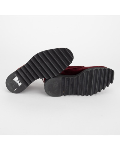 Jil Sander welurowe bordowe loafersy
