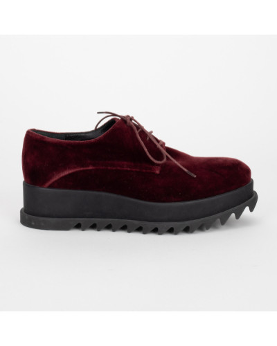 Jil Sander welurowe bordowe loafersy