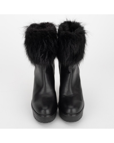 Moncler Kozaki czarne z futerkiem