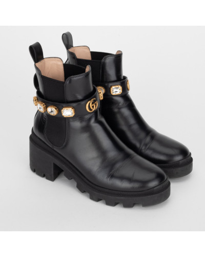 Gucci Kozaki czrane z kamieniami