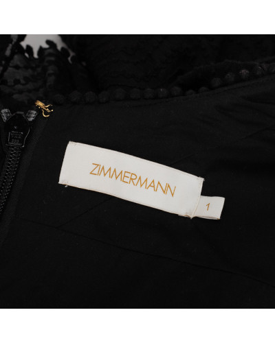 Zimmermann Sukienka czarna z falbanami na dekolcie