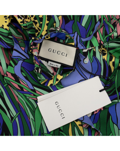 Gucci Koszula zielono-fioletowa jungle