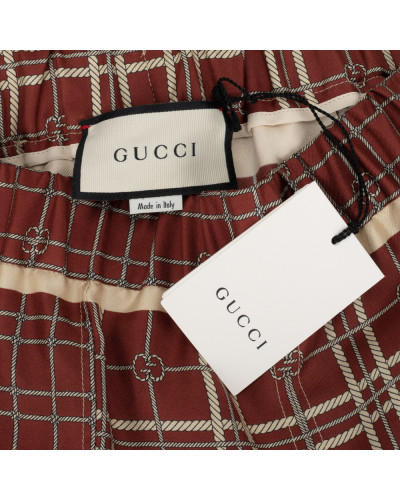 Gucci Spodnie w monogram bezowo-bordowe