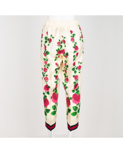 Gucci Spodnie kremowe w kwiaty