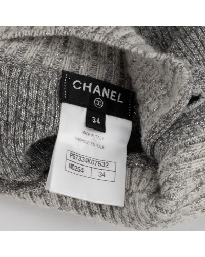 Chanel  Ubranie sweter szary ze świecacą nitką