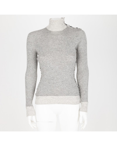 Chanel  Ubranie sweter szary ze świecacą nitką