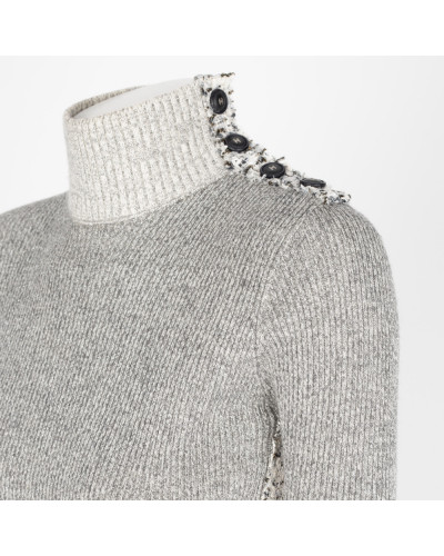 Chanel  Ubranie sweter szary ze świecacą nitką