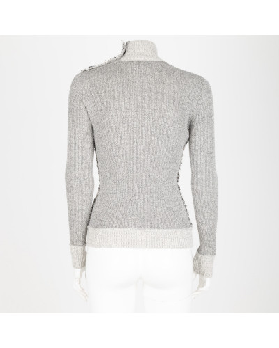 Chanel  Ubranie sweter szary ze świecacą nitką