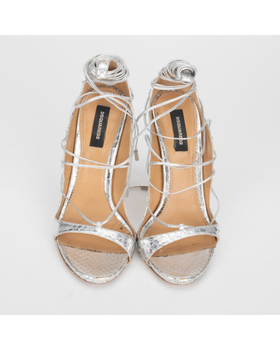 Dsquared2 Buty srebrne szpilki z wiązaniem
