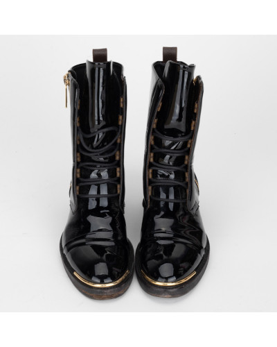 Louis Vuitton Buty czarne botki ze zlotym suwakiem