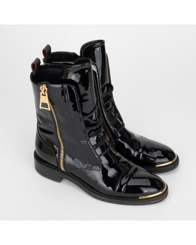 Louis Vuitton Buty czarne botki ze zlotym suwakiem