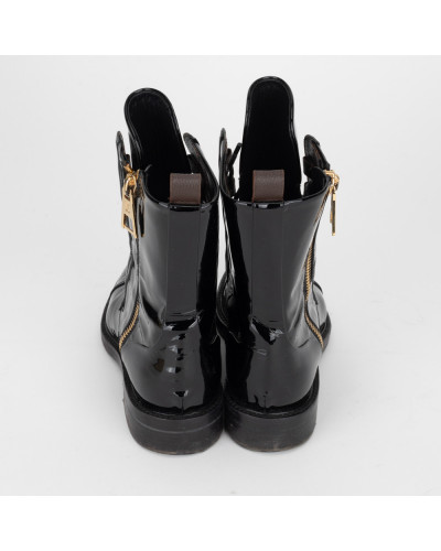 Louis Vuitton Buty czarne botki ze zlotym suwakiem