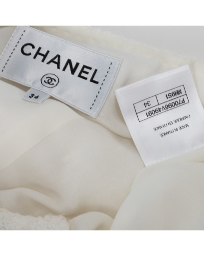 Chanel  Ubranie sukienka biała z wiązaniem na przodzie