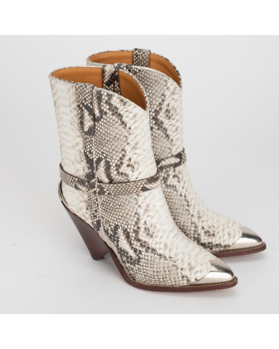 Isabel Marant Buty botki na obcasie z wężowej skóry