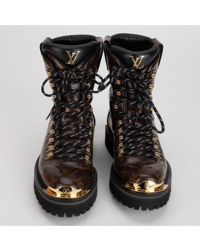 Louis Vuitton Buty brązowe botki w monogram