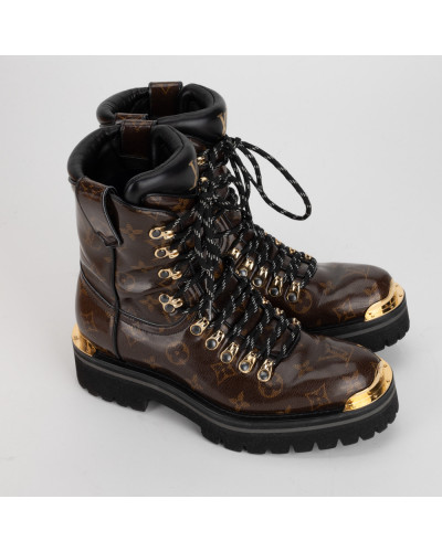 Louis Vuitton Buty brązowe botki w monogram