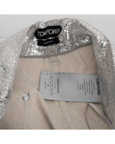 Tom Ford Ubranie srebrne spodnie jedwabne