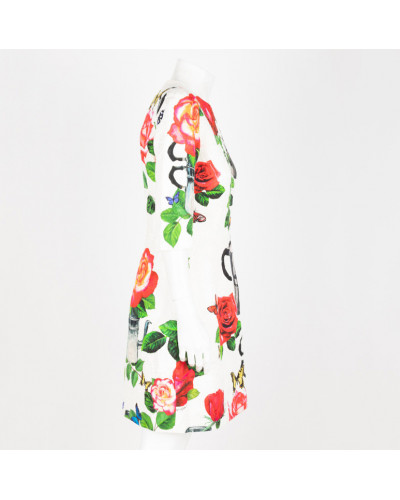 Dolce & Gabbana Sukienka kremowa w kwiaty