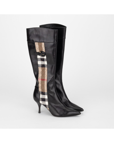 Burberry Kozaki czarne z kratką