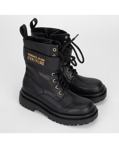Versace Botki czarne z logo sznurowane
