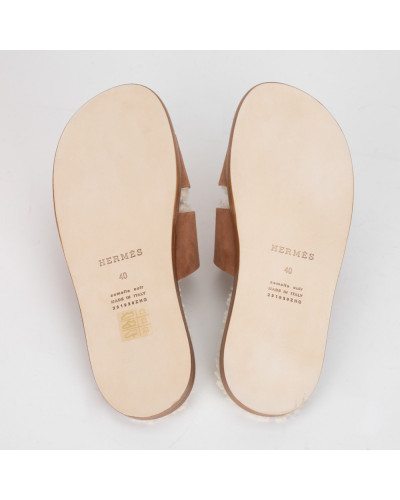 Hermes Buty brązowe klapki IZMIR