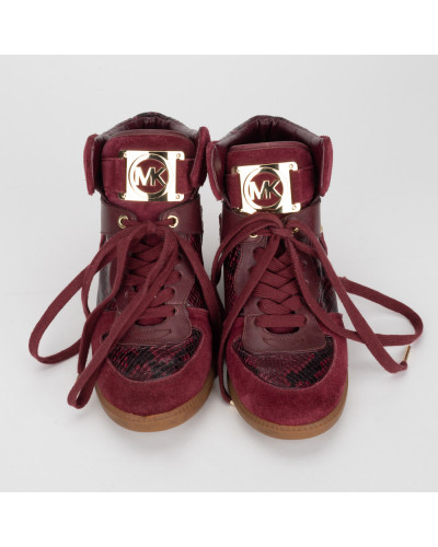 Michael Kors sneakersy bordowe na koturnie