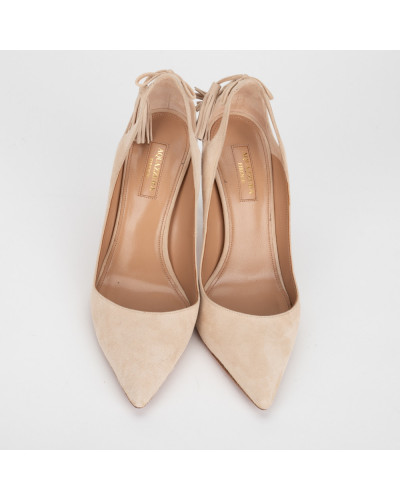 Aquazzura Szpilki zamszzowe beżowe