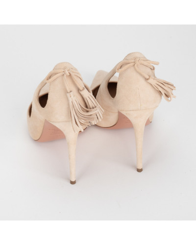 Aquazzura Szpilki zamszzowe beżowe