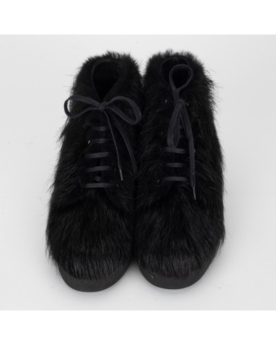 Chanel  Buty czarne botki z futerkiem