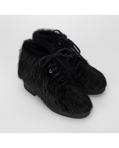 Chanel  Buty czarne botki z futerkiem