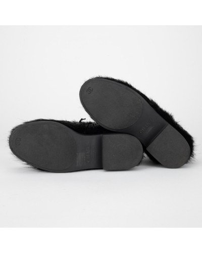 Chanel  Buty czarne botki z futerkiem