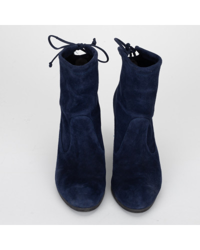 Stuart Weitzman Buty granatowe botki na obcasie