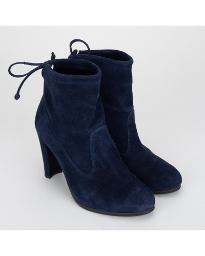 Stuart Weitzman Buty granatowe botki na obcasie