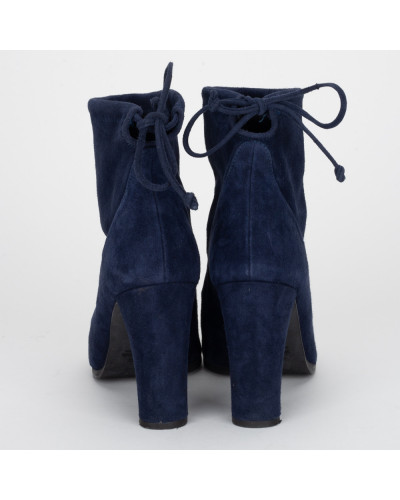 Stuart Weitzman Buty granatowe botki na obcasie