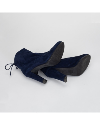 Stuart Weitzman Buty granatowe botki na obcasie