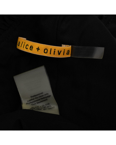 Alice+Olivia Sukienka czarna jedwabno-skórzana