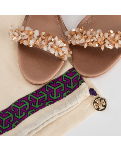Tory Burch Szpilki saty7nowe z kamieniami