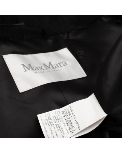 Max Mara Ubranie czarny płaszcz z futerkiem przy rękawach