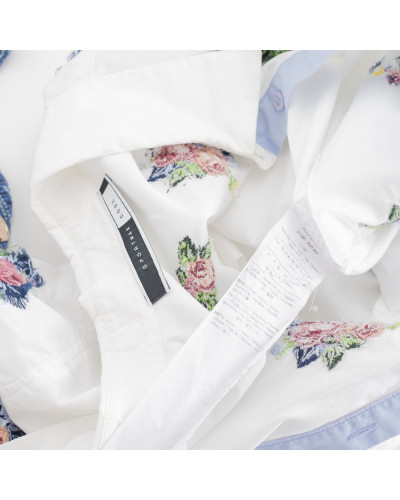 Max Mara Koszula biała z  naszywkami kwiatowymi