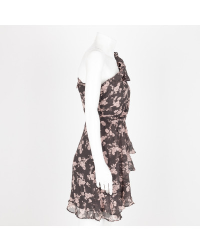 For Love & Lemons Sukienka szara w kwiatki