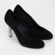 Chanel  Buty czarne zamszowe z logo na obcasie