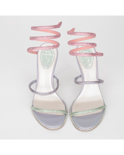 Rene Caovilla Buty szpilki z kolorowymi paskami CLEO RAINBOW