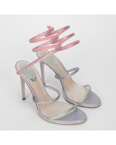 Rene Caovilla Buty szpilki z kolorowymi paskami CLEO RAINBOW