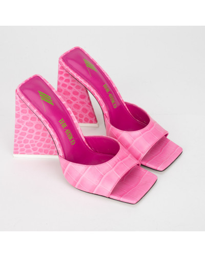 The Attico Buty różowe klapki na obcasie