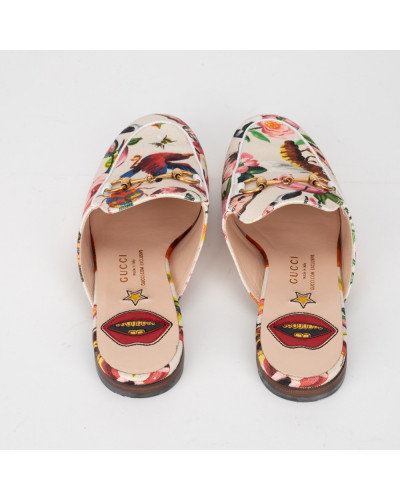 Gucci Buty loafersy kremowe w motywy roślinne