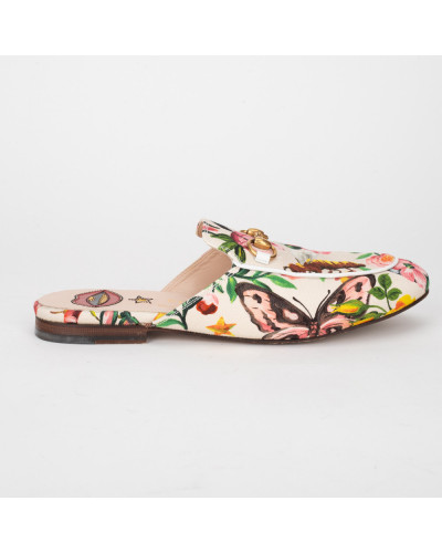 Gucci Buty loafersy kremowe w motywy roślinne