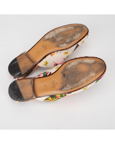 Gucci Buty loafersy kremowe w motywy roślinne