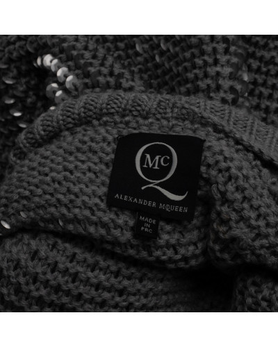 Alexander McQueen Sweter szary z cekinami