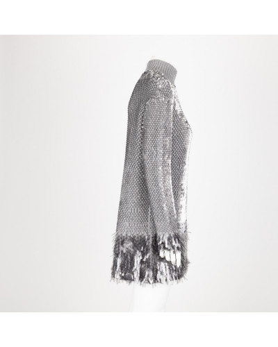 Alexander McQueen Sweter szary z cekinami