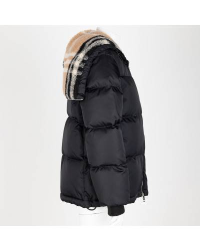 Burberry Kurtka czarna z kapturem w krate